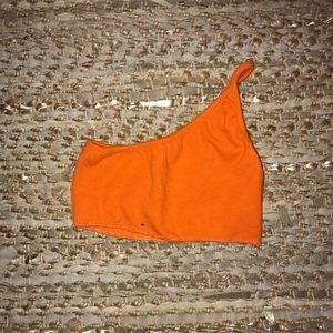 Orange one shoulder crop top